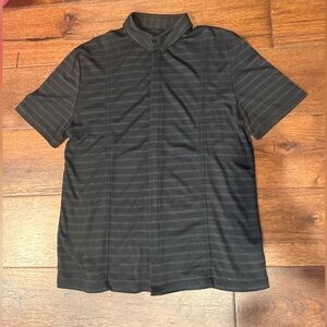 ALEXANDER WANG MENS POLO STRIPED T-SHIRT, SIZE LARGE, BROWN